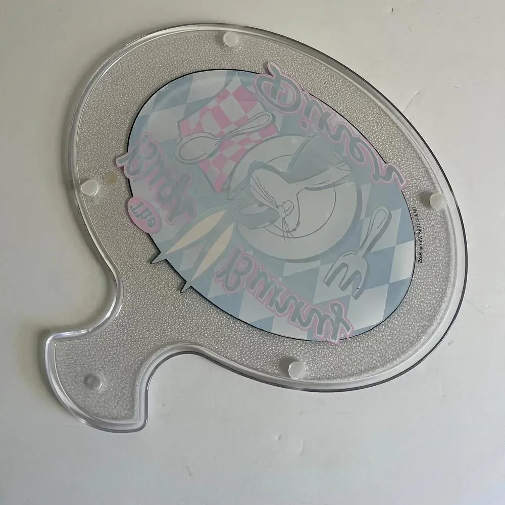 Vintage 1990s Warner Bros Bugs Bunny Diner Trivet/Cutting Board - Clear Plastic